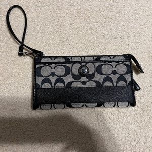 Coach signature wallet with wrist strap